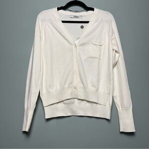 NWT Zenggi Amsterdam Organic Cotton Cardigan Sweater Plaster White Womens Size S